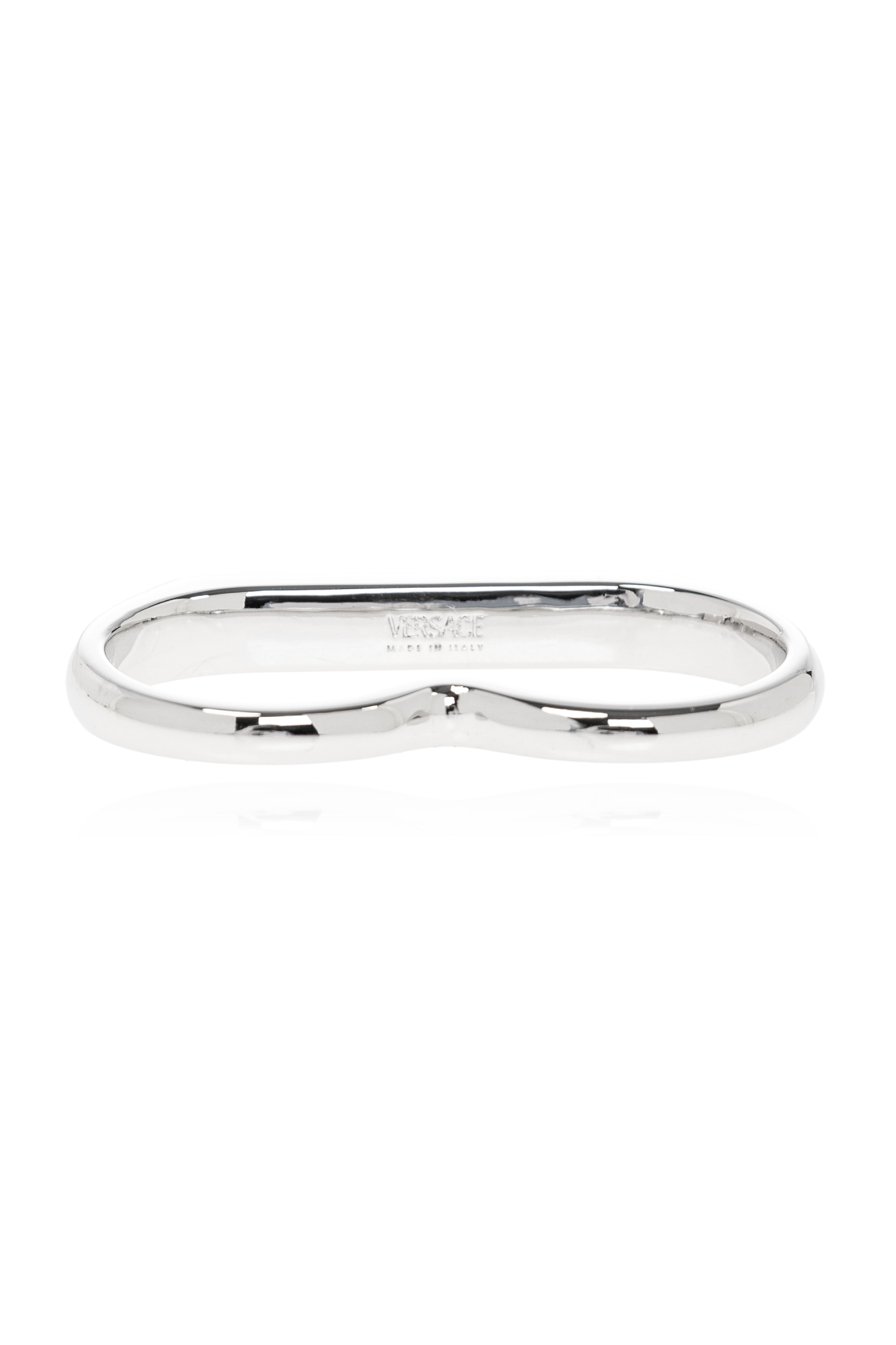 【送料&関税込】Versace Two-finger Ring Finished With Shimme Silver Two-finger ring finished with shimmering crystals